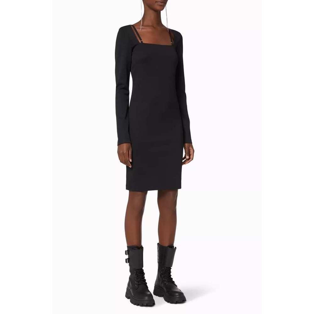 Helmut Lang Black Square Neck Rib Open Back Dress HLW51211 K07MW604 Womens M
